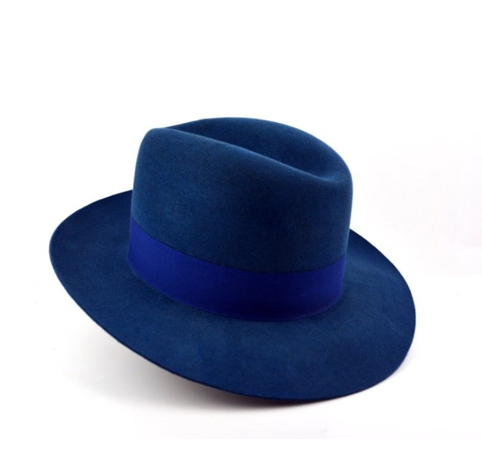 Fedora | | Indigo Blue Wide Brim Hat Men