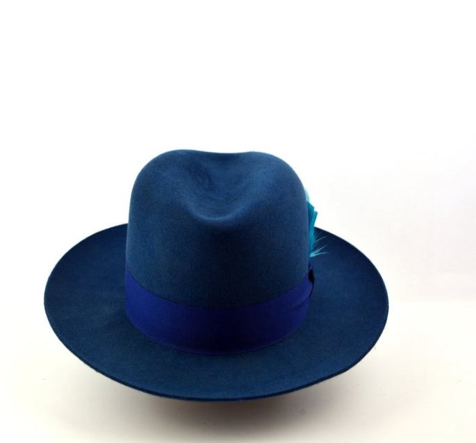Fedora | | Indigo Blue Wide Brim Hat Men