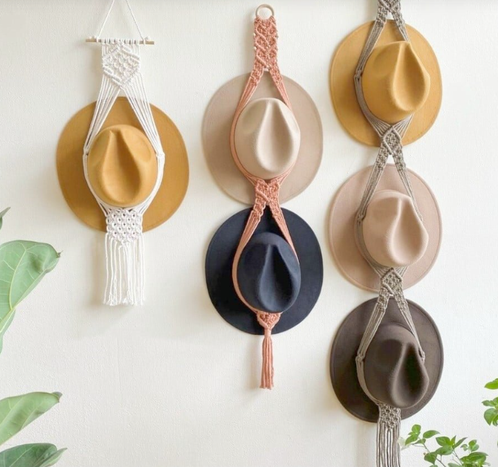 ❤️Handmade Linen Decorative Boho Hat Rack For Wall Hanging