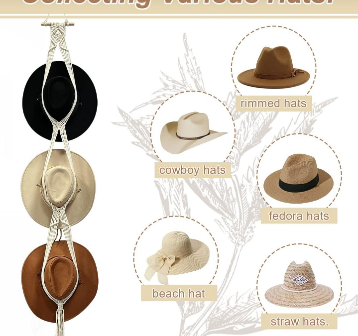 ❤️Handmade Linen Decorative Boho Hat Rack For Wall Hanging