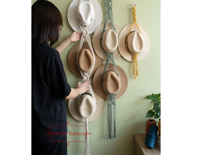 ❤️Handmade Linen Decorative Boho Hat Rack For Wall Hanging