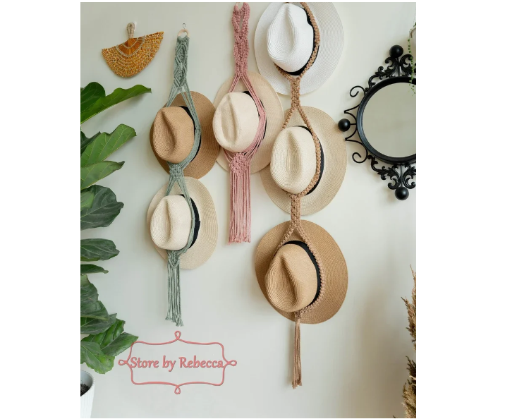 ❤️Handmade Linen Decorative Boho Hat Rack For Wall Hanging