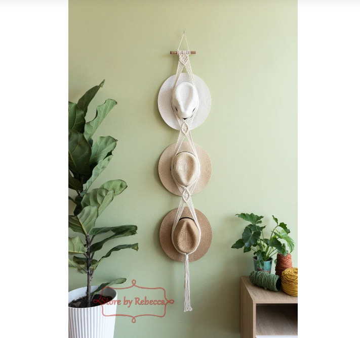 ❤️Handmade Linen Decorative Boho Hat Rack For Wall Hanging