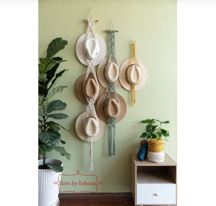 ❤️Handmade Linen Decorative Boho Hat Rack For Wall Hanging