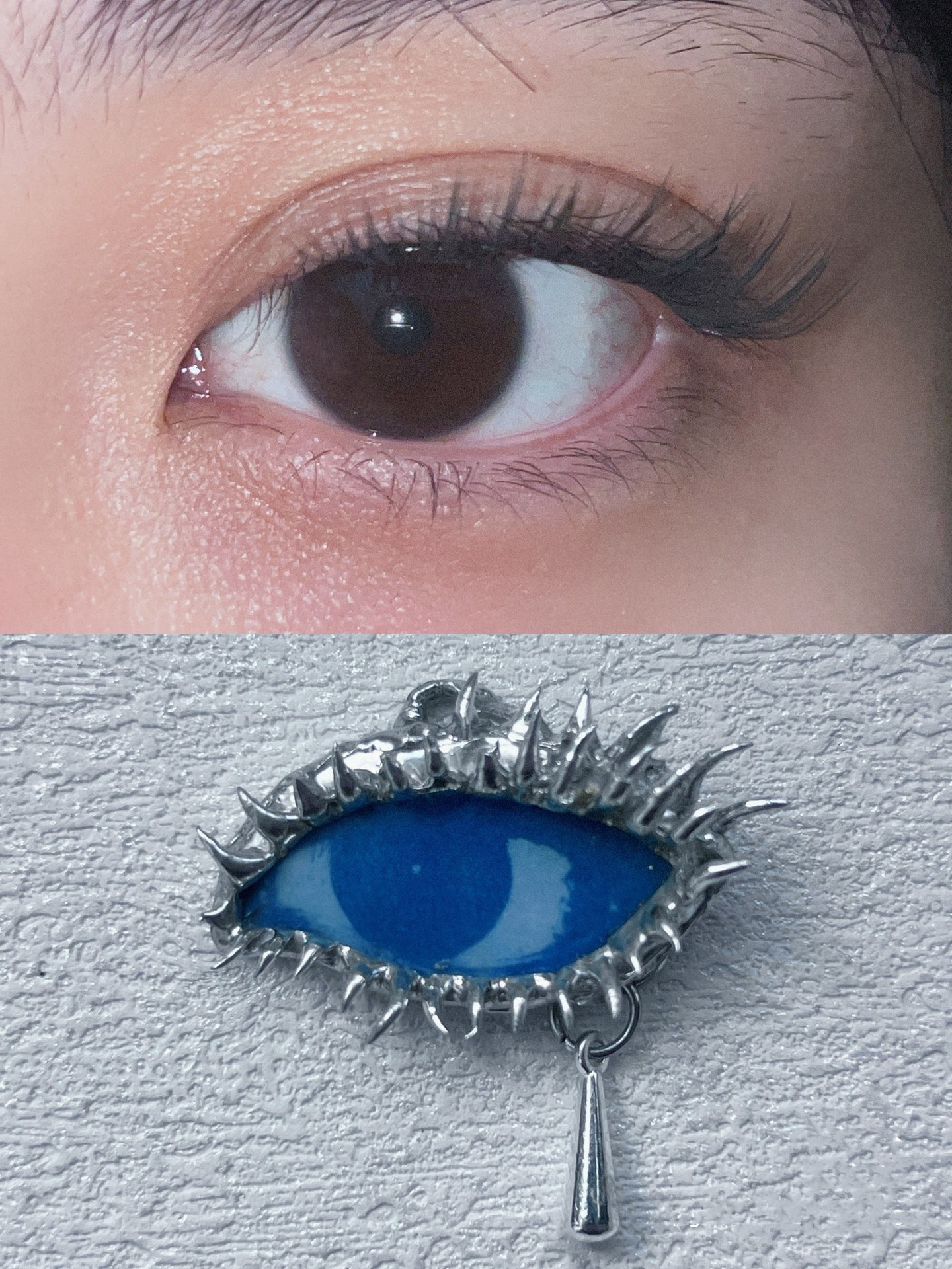 Custom Eye‑Shape Gothic Spiked Evil Eye Titanium Steel Necklace