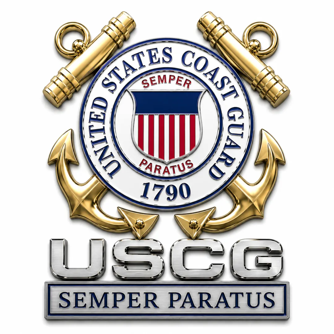 U.S. Coast Guard Semper Paratus Metal Vehicle Badge