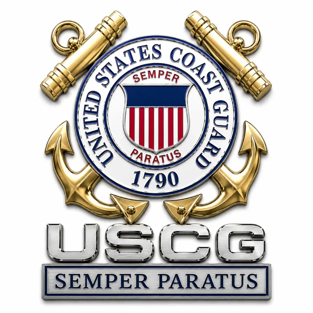 U.S. Coast Guard Semper Paratus Metal Vehicle Badge
