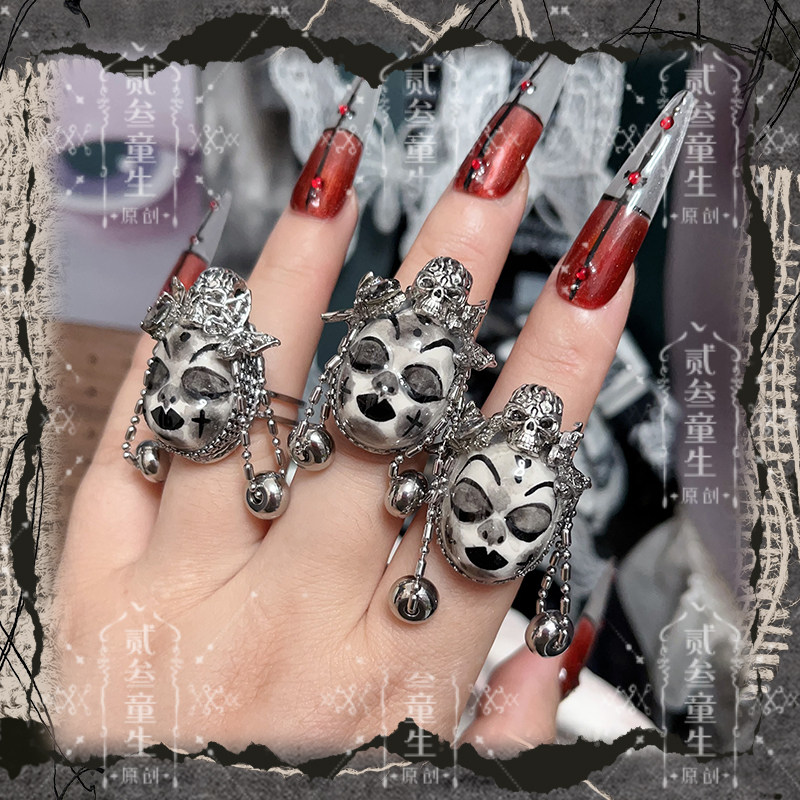 Gothic Skull Mask Ring | Punk Skeleton Face Statement Ring | Dark Vintage Jewelry for Men & Women