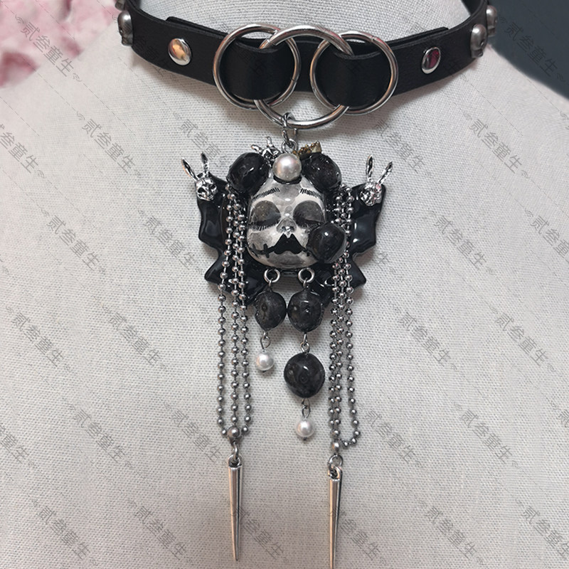 Gothic Skull Doll Choker Necklace | Black Punk Y2K Statement Collar Jewelry | Dark Alternative Fashion Accessory