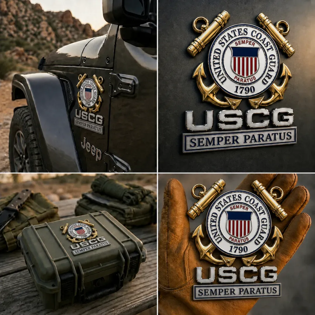 U.S. Coast Guard Semper Paratus Metal Vehicle Badge