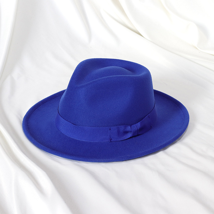 Retro Felt Fedora - Jazz Hat Solid Color Warped Edge