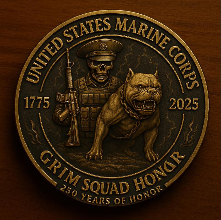 🔱Grim Squad Honor" USMC 250th Challenge Coin | 1775-2025 Tactical Edition