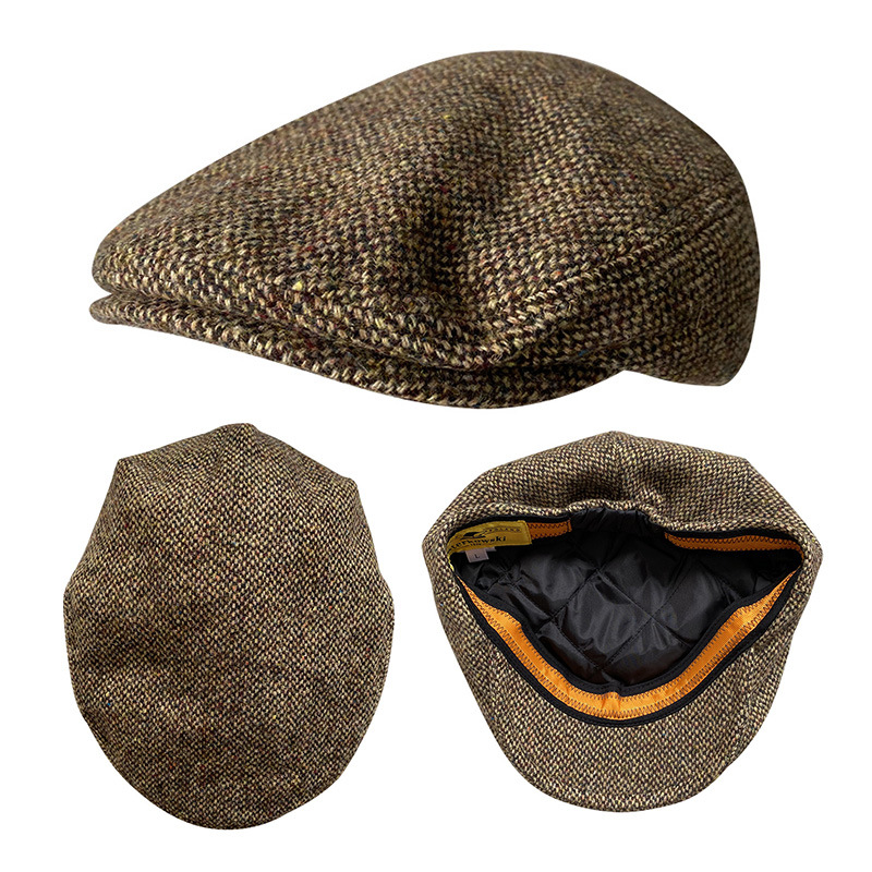 THE PEAKY Marl Flat Hat Particles-Harris Tweed