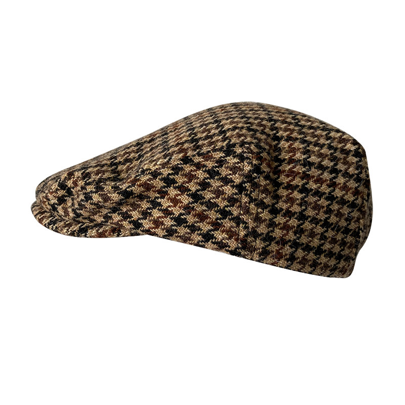 THE PEAKY Marl Flat Hat Chidori Grid-Harris Tweed