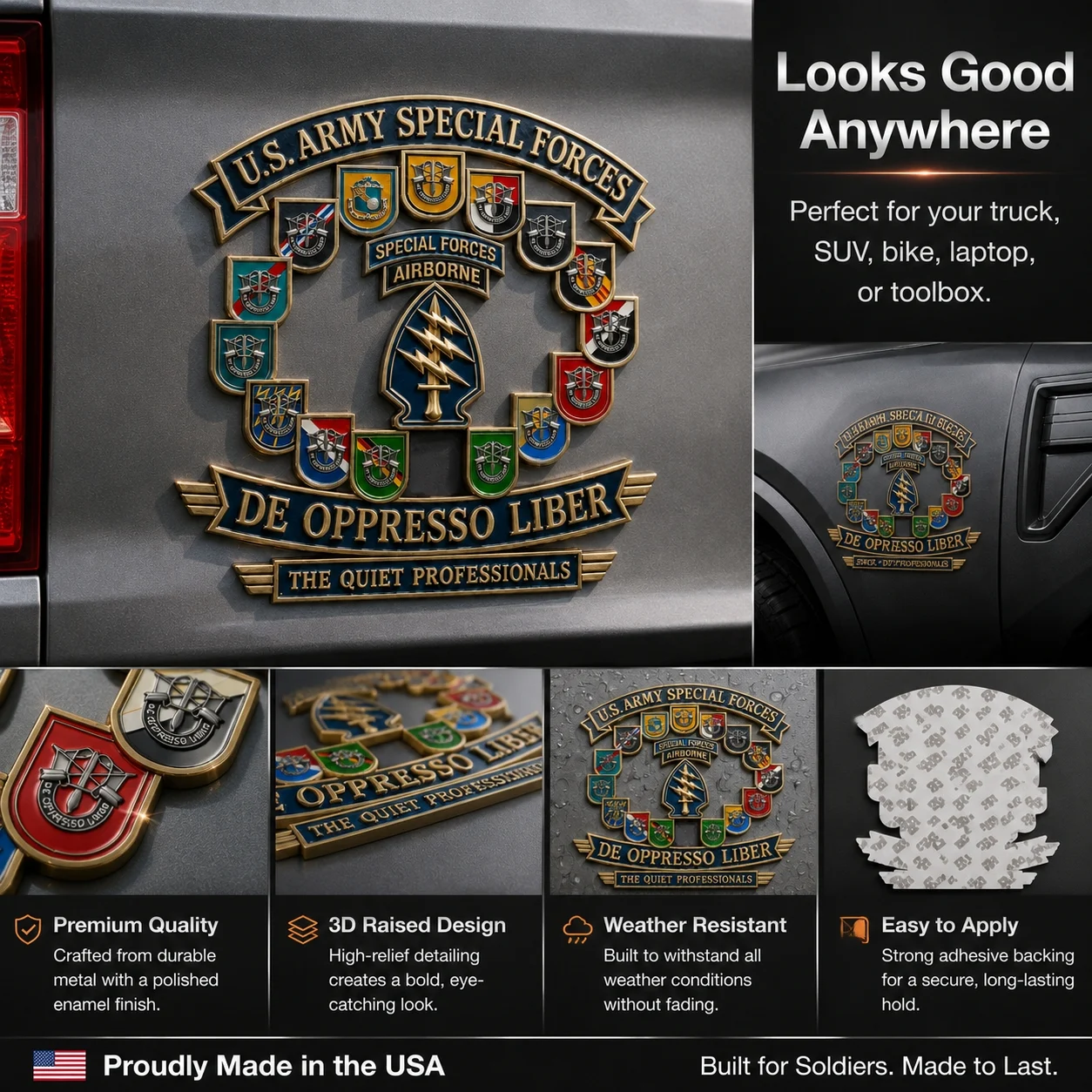  🗡️U.S. Army Special Forces “De Oppresso Liber” Tribute Metal Car Emblem 🗡️U.S. Army Special Forces “De Oppresso Liber” Tribute Metal Car Emblem 🗡️U.S. Army Special Forces “De Oppresso Liber” Tribute Metal Car Emblem 🗡️U.S. Army Special Forces “De Opp