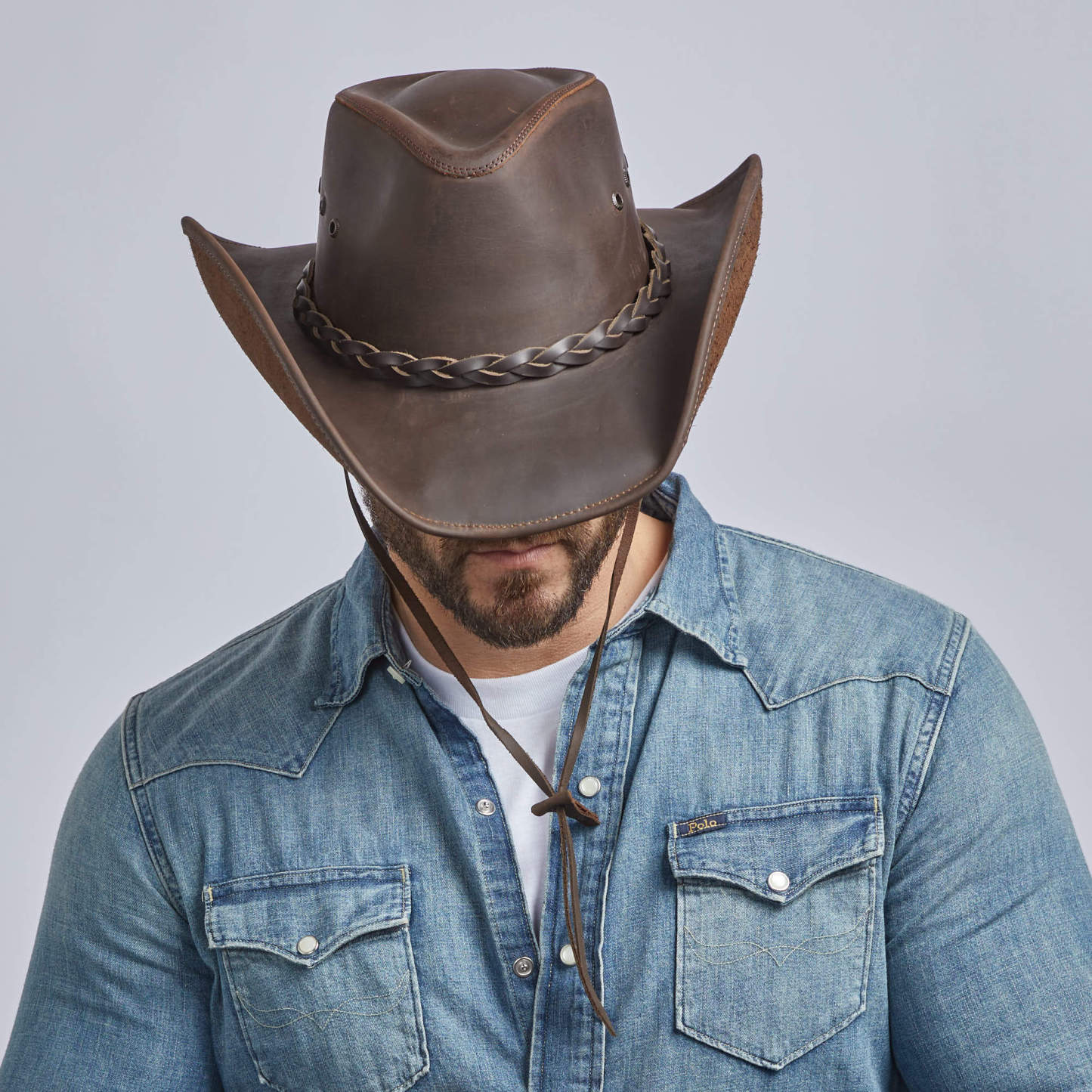 Hollywood - Mens Leather Cowboy Hat
