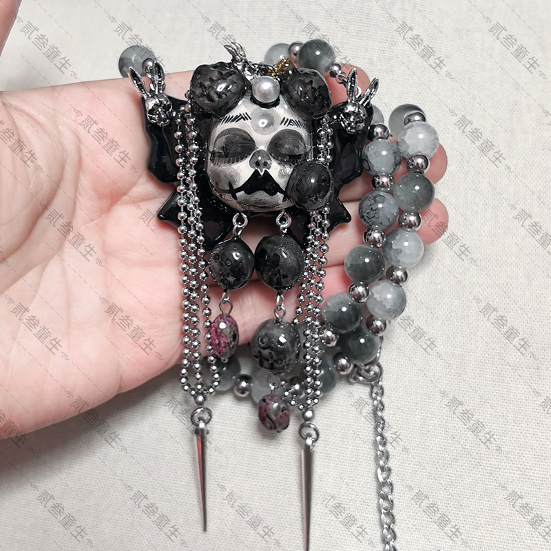 Gothic Skull Doll Choker Necklace | Black Punk Y2K Statement Collar Jewelry | Dark Alternative Fashion Accessory