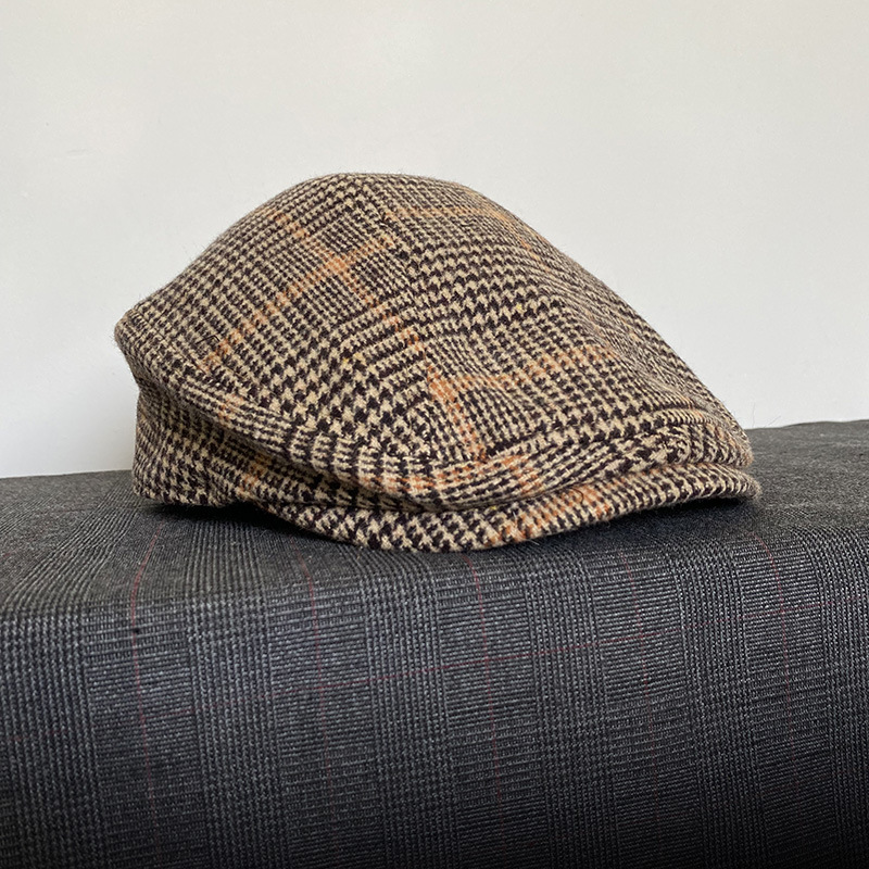 THE PEAKY Marl Flat Hat Plaid-Harris Tweed