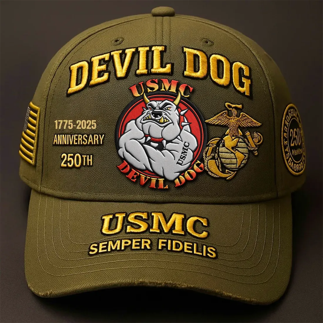 USMC 250th Anniversary Devil Dog cap