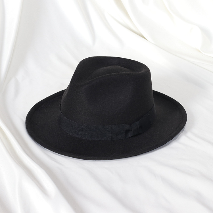 Retro Felt Fedora - Jazz Hat Solid Color Warped Edge