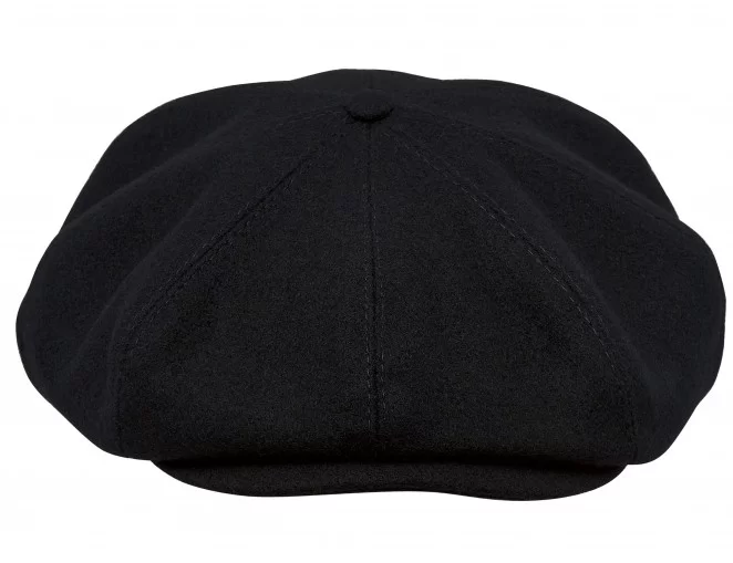 PEAKY CAPS Genuine Scottish Harris Tweed 8 Panels Man Cap Black