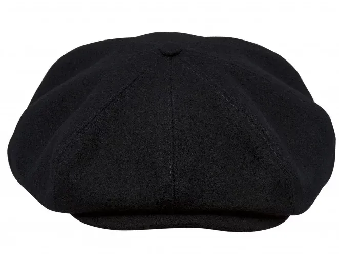 PEAKY CAPS Genuine Scottish Harris Tweed 8 Panels Man Cap Black