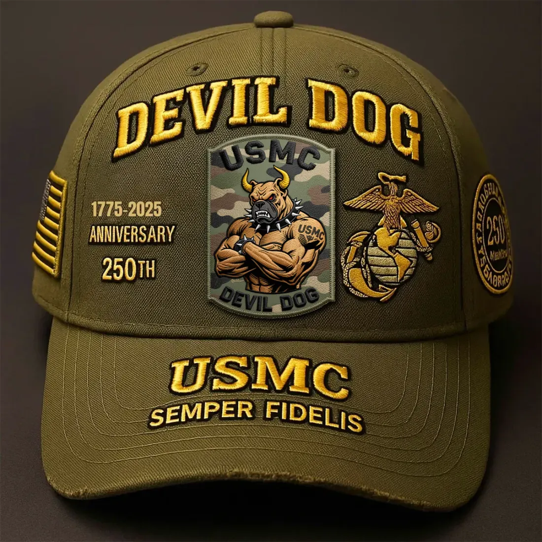 USMC 250th Anniversary Devil Dog cap