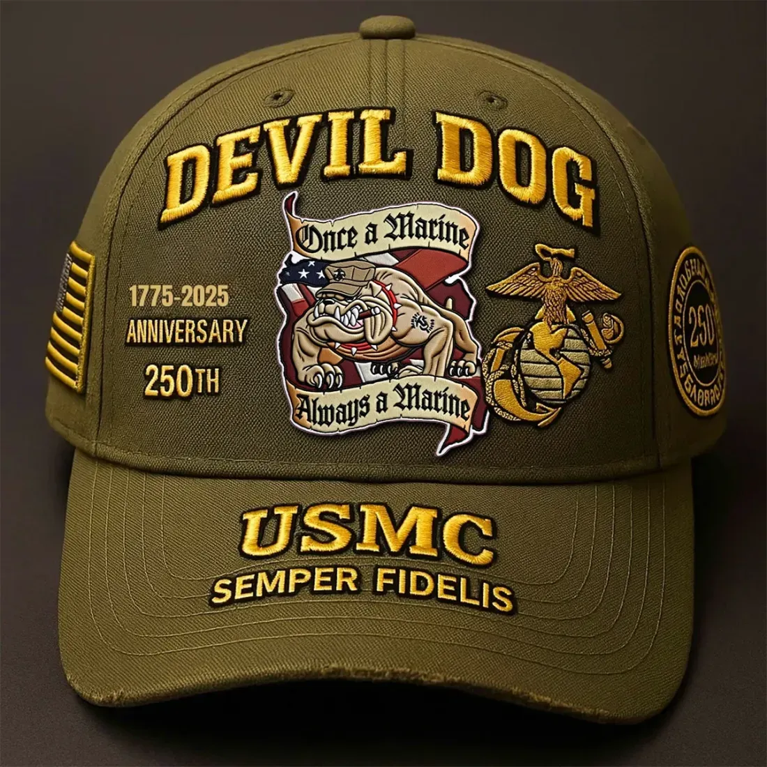 USMC 250th Anniversary Devil Dog cap