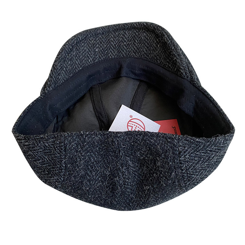 THE PEAKY Gatsby Flat Hat Black-Harris Tweed