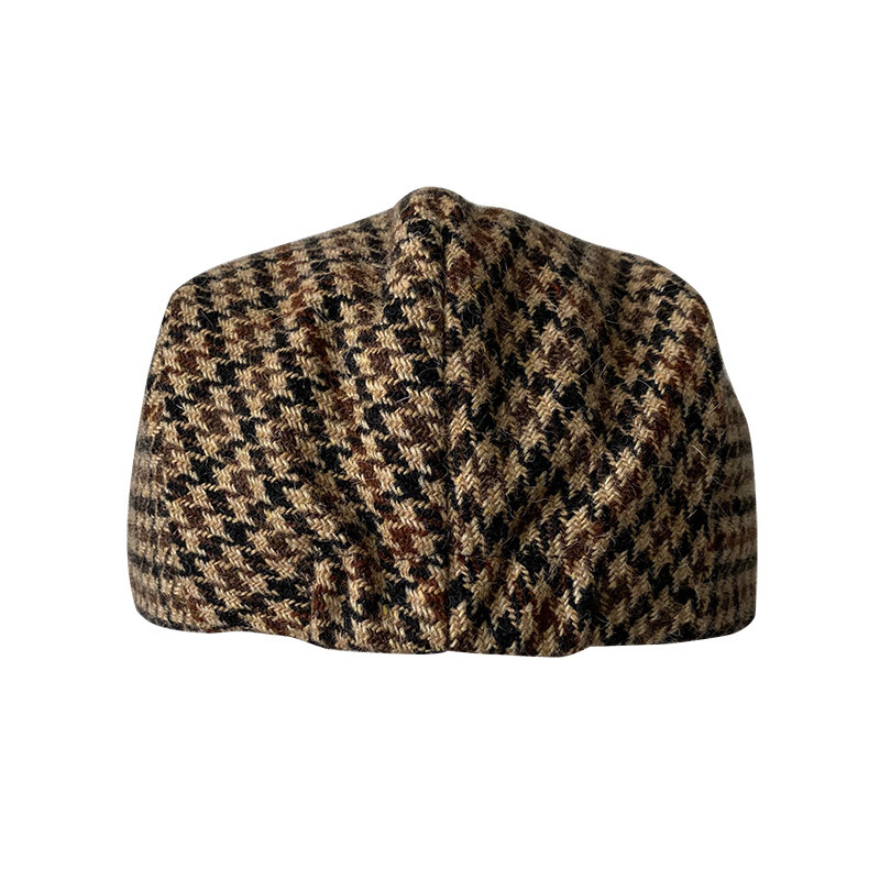 THE PEAKY Marl Flat Hat Chidori Grid-Harris Tweed