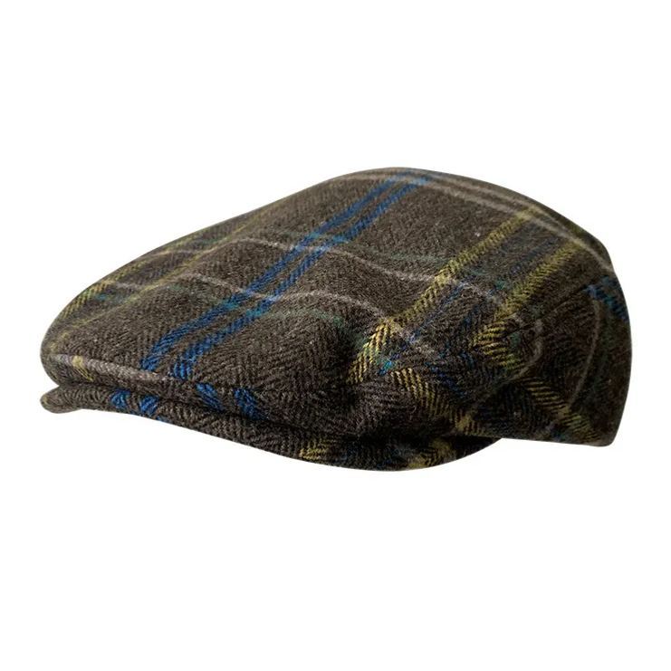 THE PEAKY Marl Flat Hat RUSTY-Harris Tweed