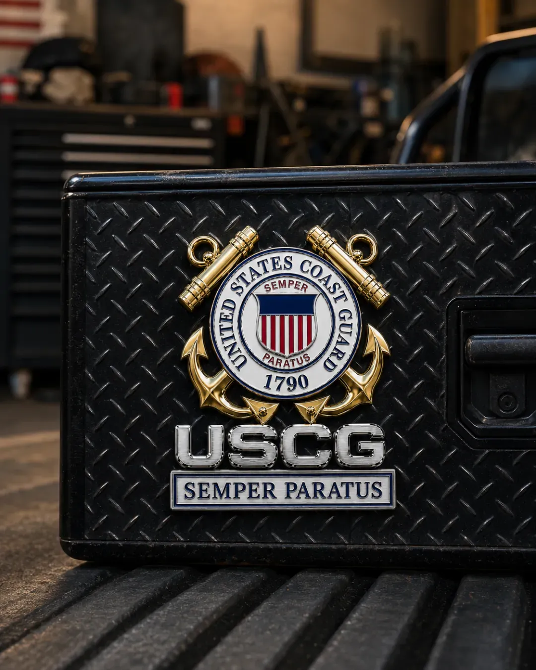 U.S. Coast Guard Semper Paratus Metal Vehicle Badge
