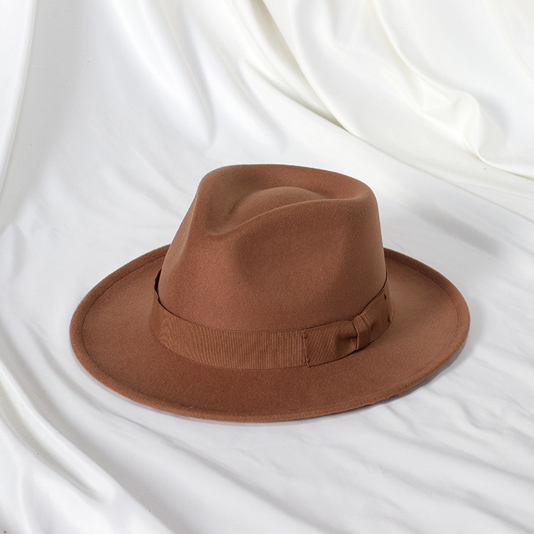 Retro Felt Fedora - Jazz Hat Solid Color Warped Edge