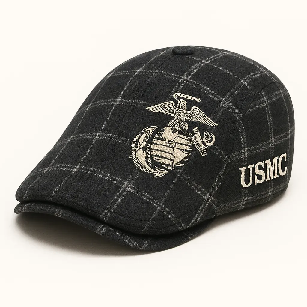 USMC 250th Anniversary EGA Plaid Beret Cap