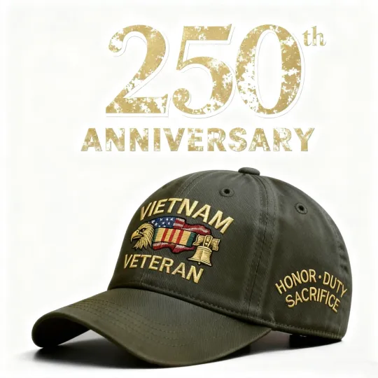 🦅Eagle & Liberty - Vietnam Veteran Honor Dad Hat🧢Hand embroidery