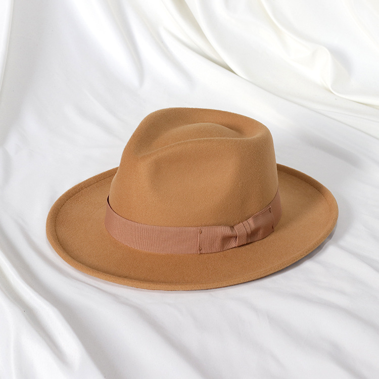 Retro Felt Fedora - Jazz Hat Solid Color Warped Edge