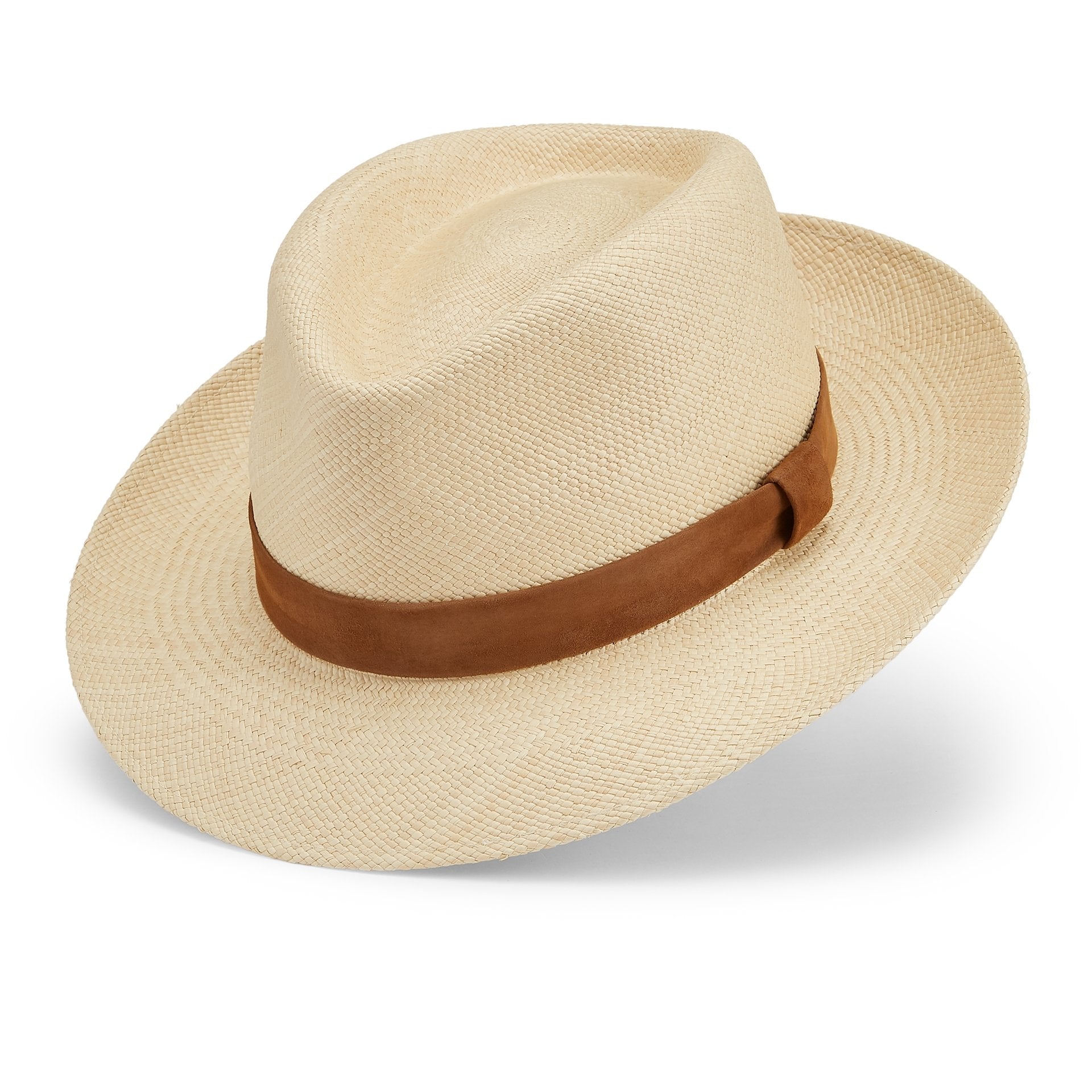 Advanced Original Panama Natural Toquilla Straw | 2.5 cm Suede Trim-Handwoven in Ecuador 