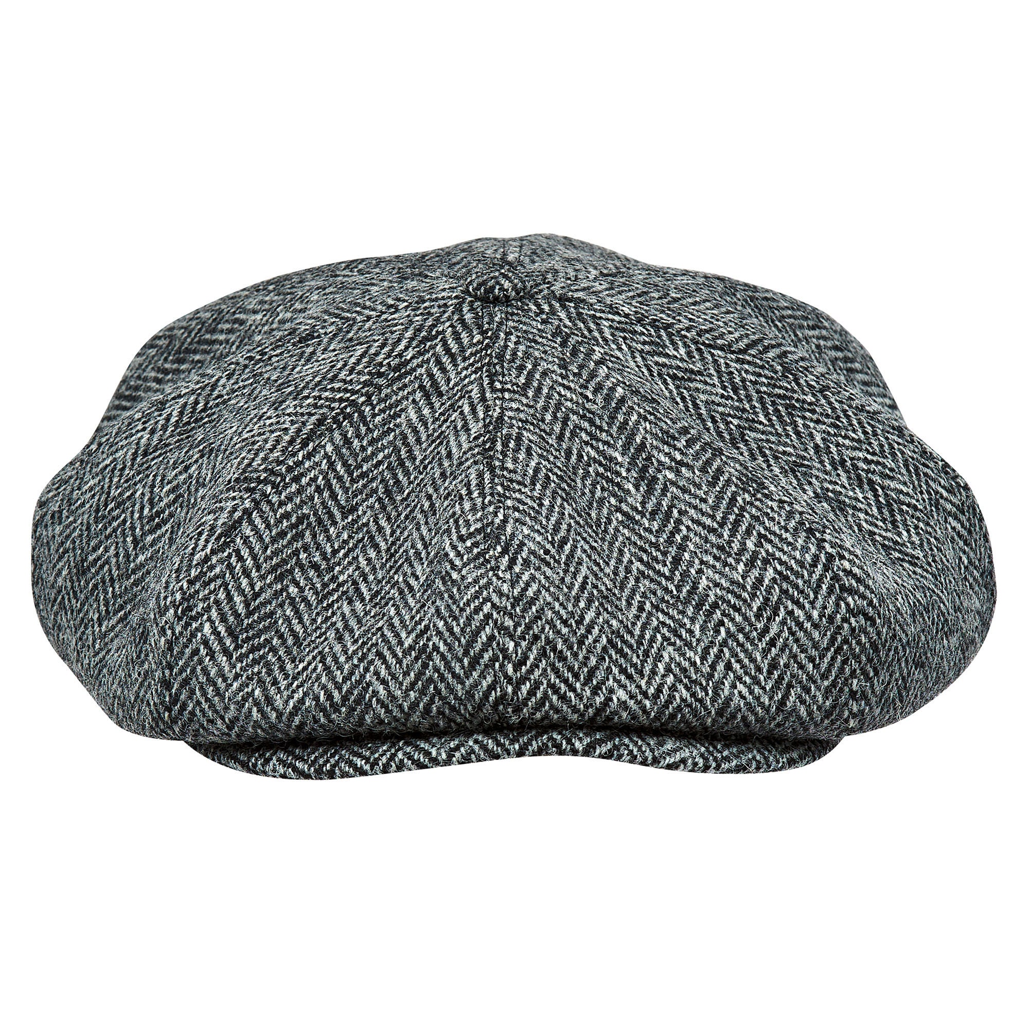 PEAKY CAPS Genuine Scottish Harris Tweed 8 Panels Man Cap GRAY-BLACK