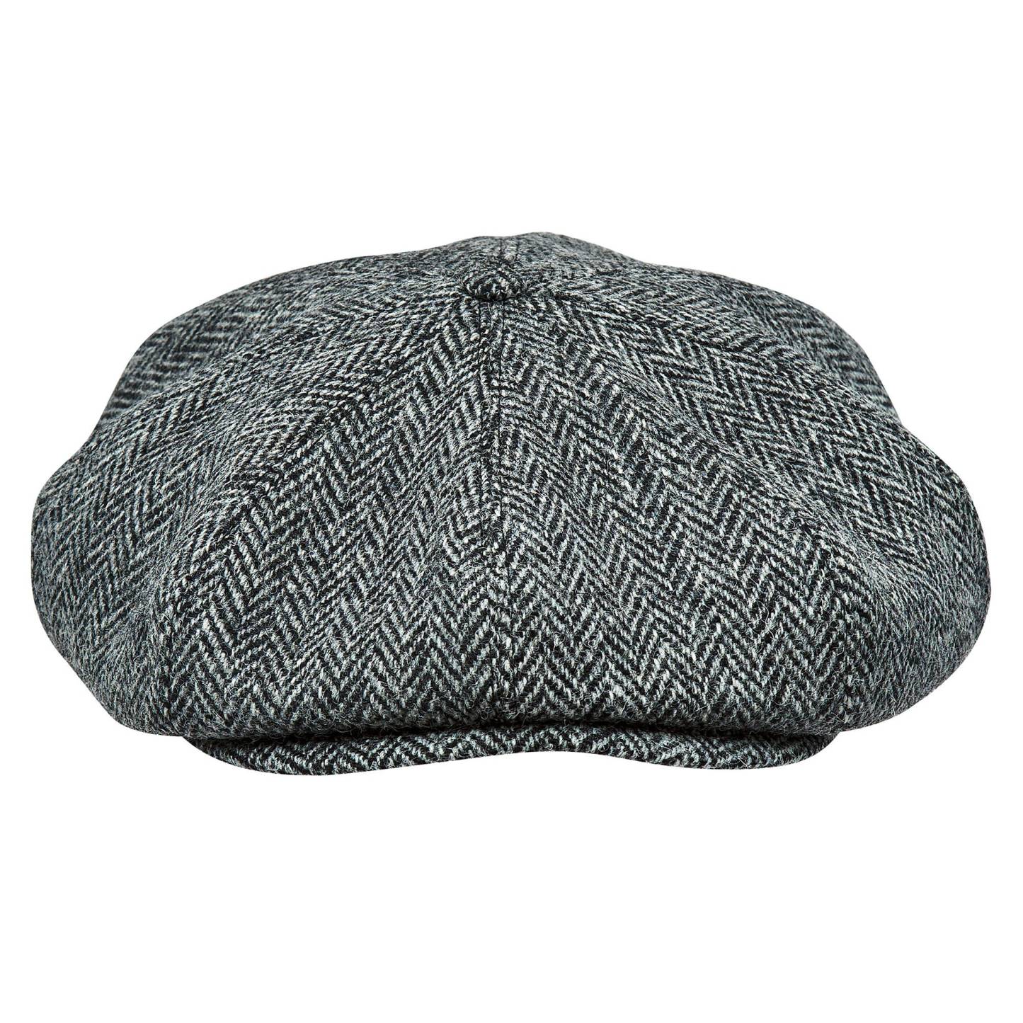 PEAKY CAPS Genuine Scottish Harris Tweed 8 Panels Man Cap GRAY-BLACK