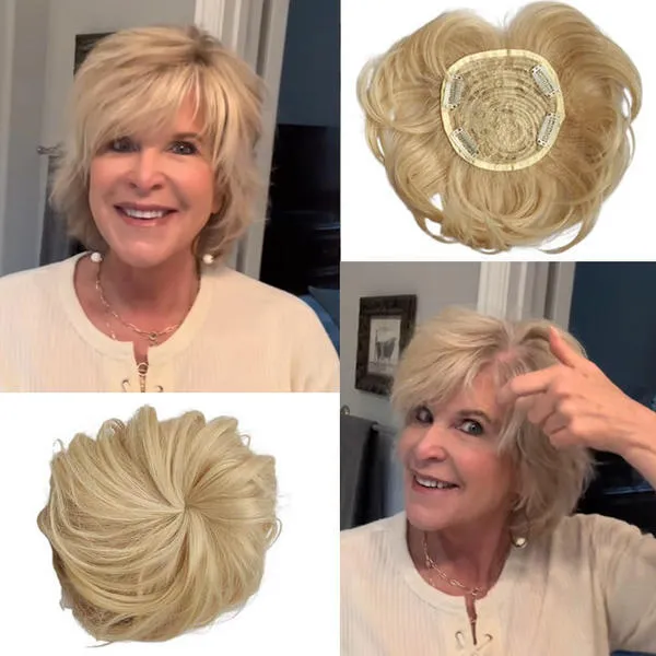 HOT SALE🔥SHORT NATURAL HAIR TOPPERS With Bangs|From thin to thick in seconds