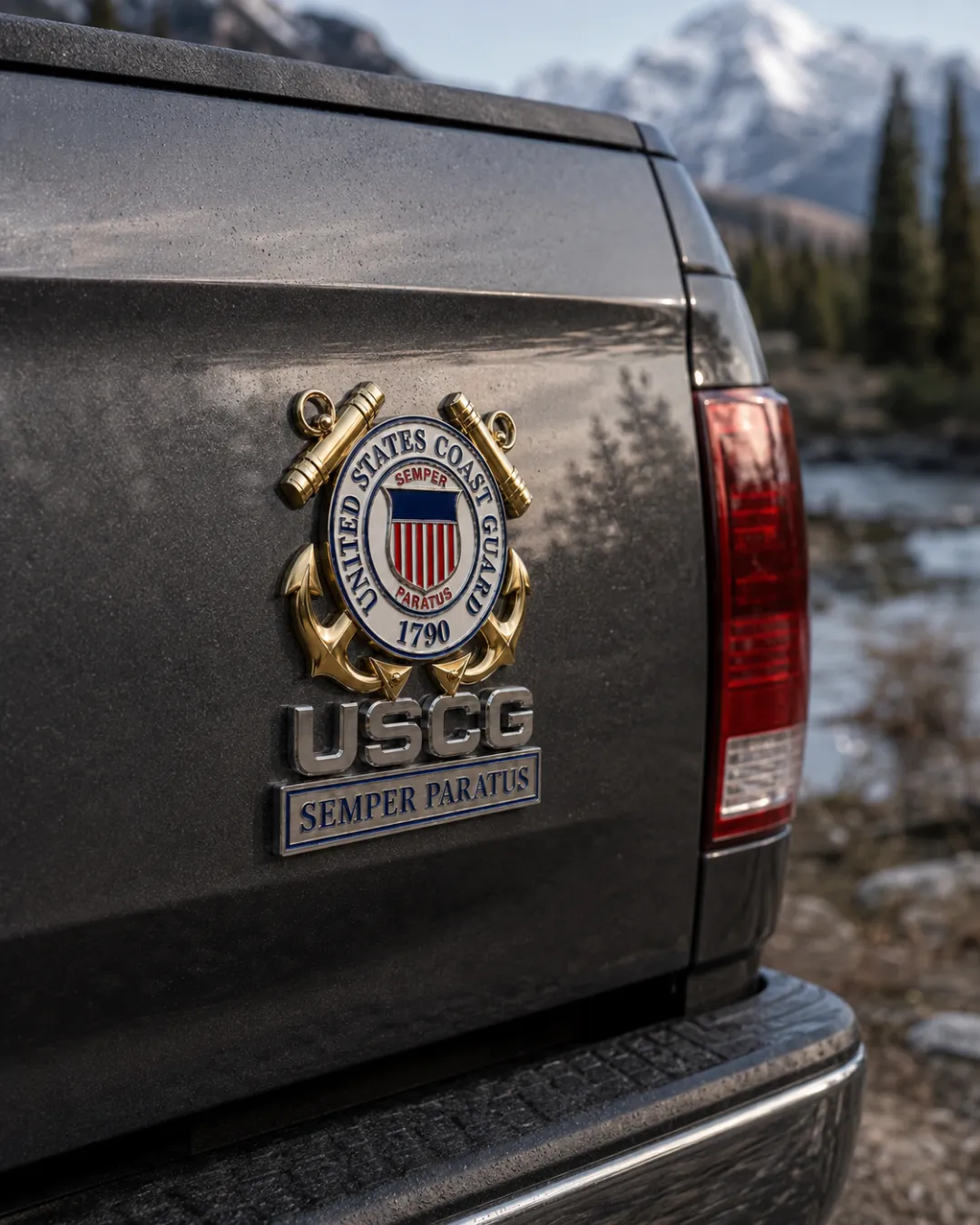 U.S. Coast Guard Semper Paratus Metal Vehicle Badge