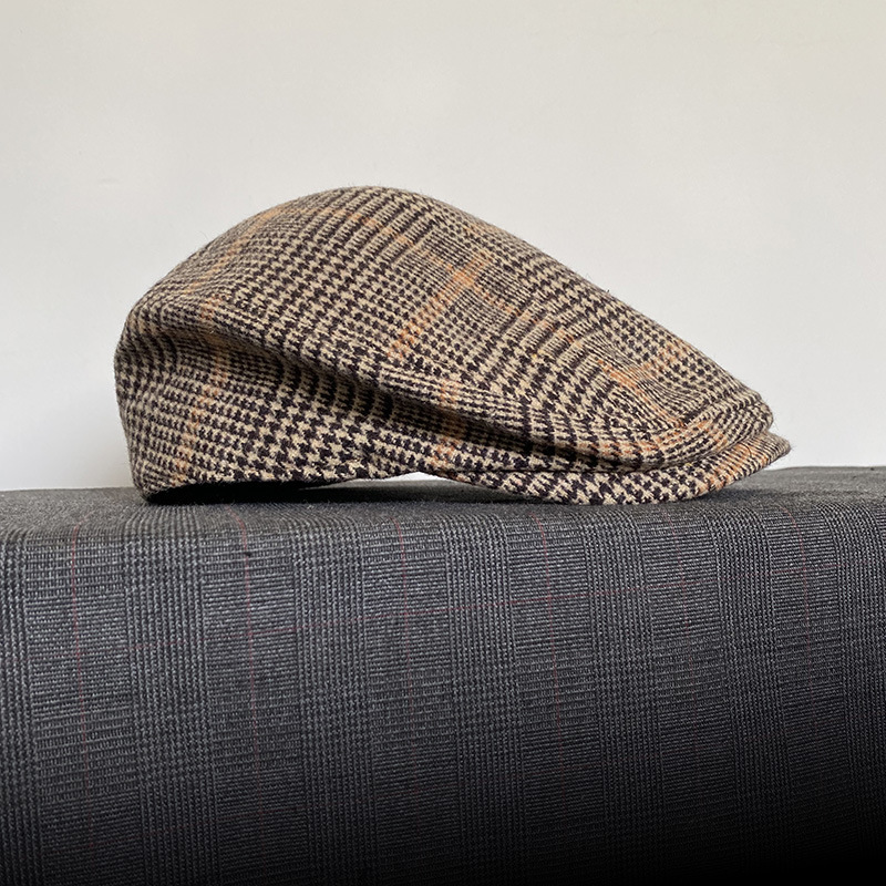 THE PEAKY Marl Flat Hat Plaid-Harris Tweed