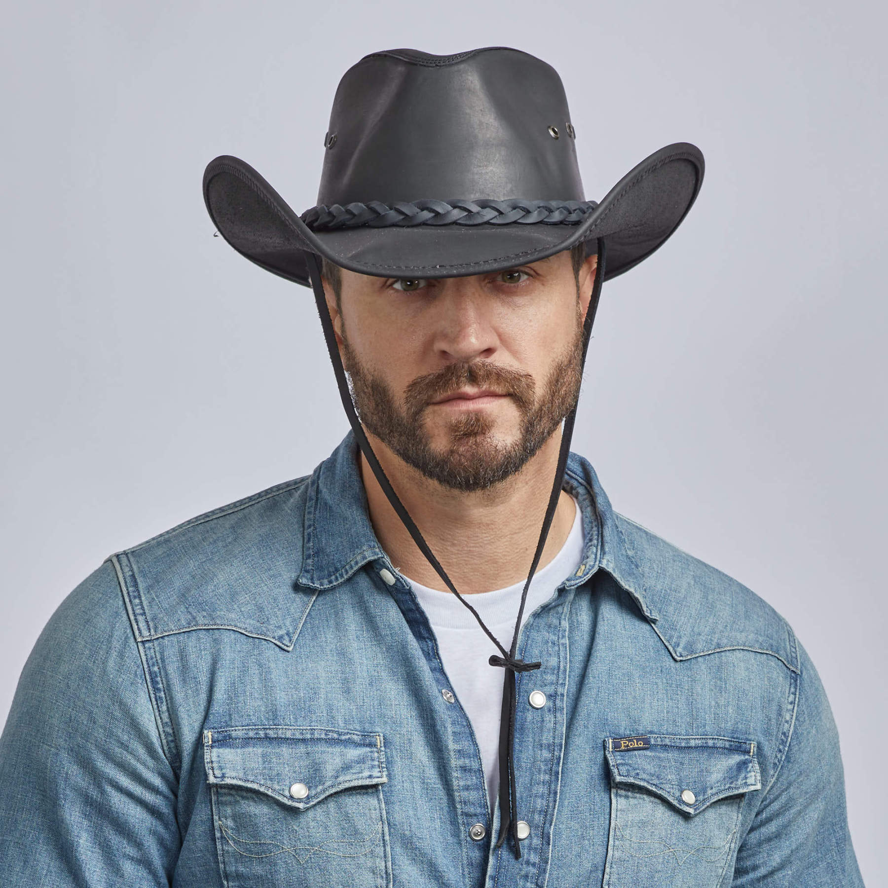 Hollywood - Mens Leather Cowboy Hat