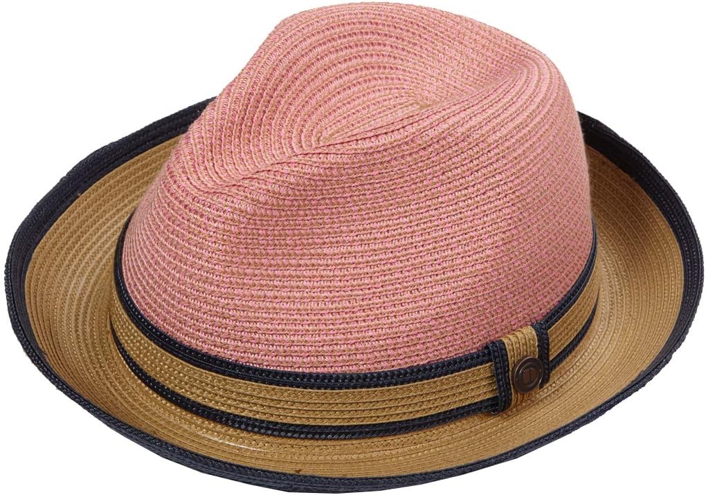 Twotone Summer Straw Fedora Hat
