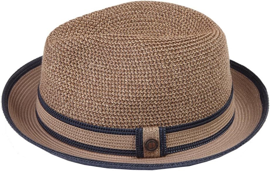 Twotone Summer Straw Fedora Hat