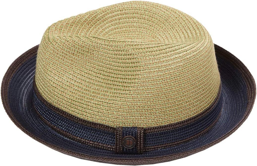 Twotone Summer Straw Fedora Hat