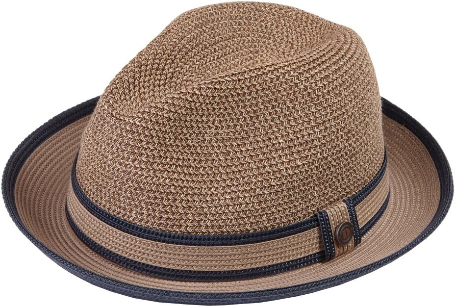 Twotone Summer Straw Fedora Hat