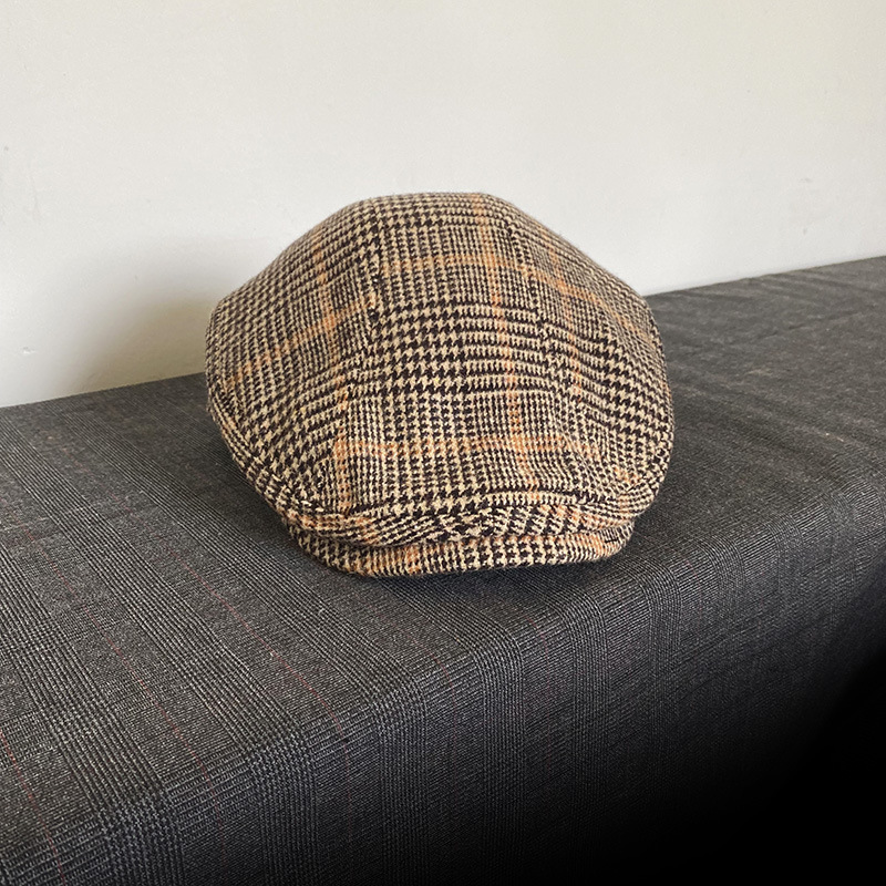 THE PEAKY Marl Flat Hat Plaid-Harris Tweed