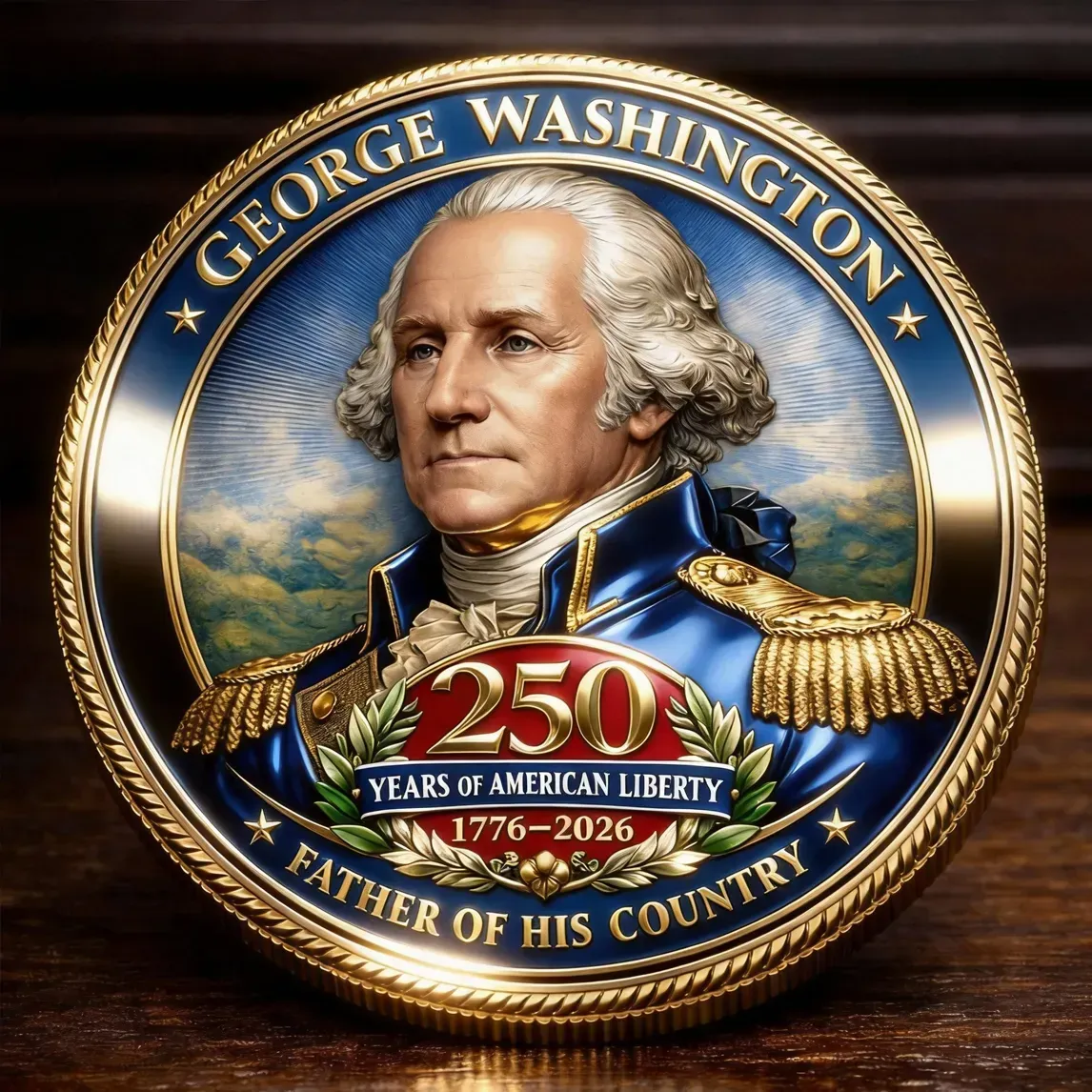 George Washington 250th Anniversary Commemorative Coin – 1776–2026 | Father of His Country Collector Coin