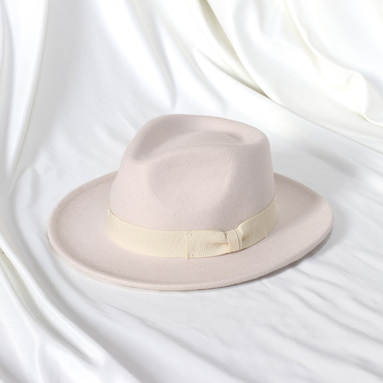Retro Felt Fedora - Jazz Hat Solid Color Warped Edge